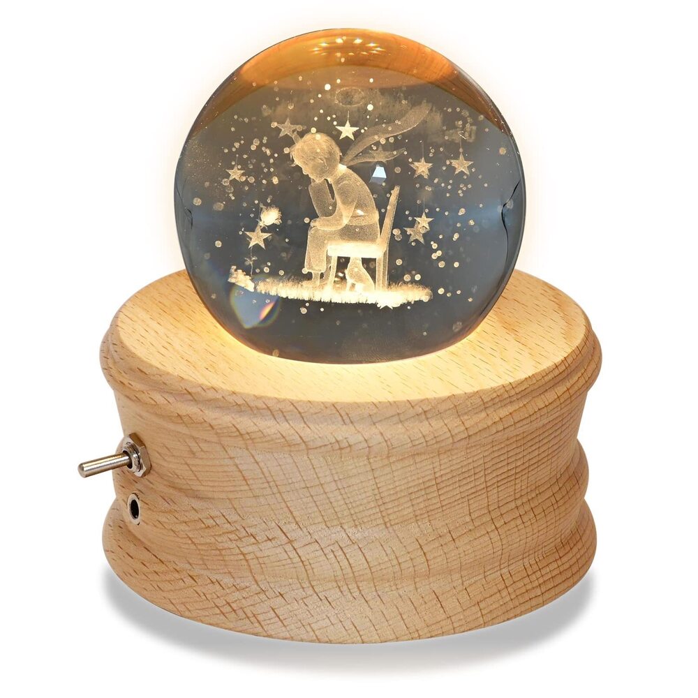 3352 3D Crystal Ball Music Box with Projection LED Light and Rotating